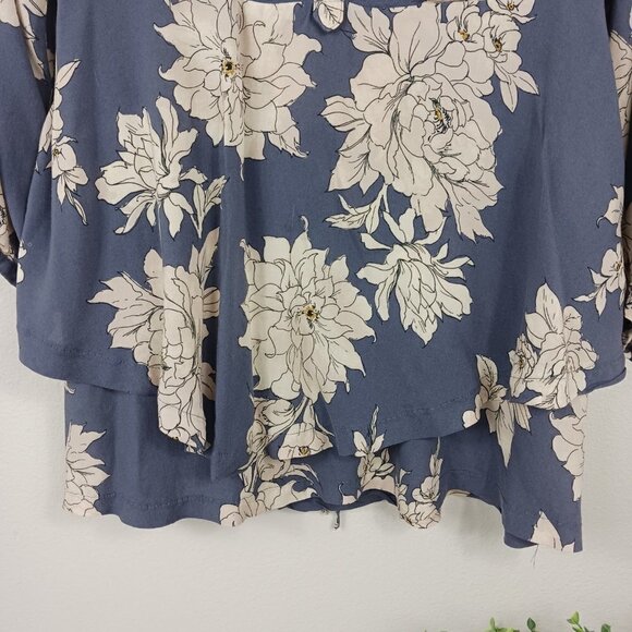 FREE PEOPLE shake it dress size S marine combo blue long sleeve pockets floral - Picture 6 of 10